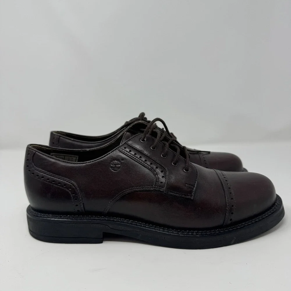 Timberland Mens Size 8.5 Oxford Cap Toe Dress Shoes Dark Brown‎ Leather 92074